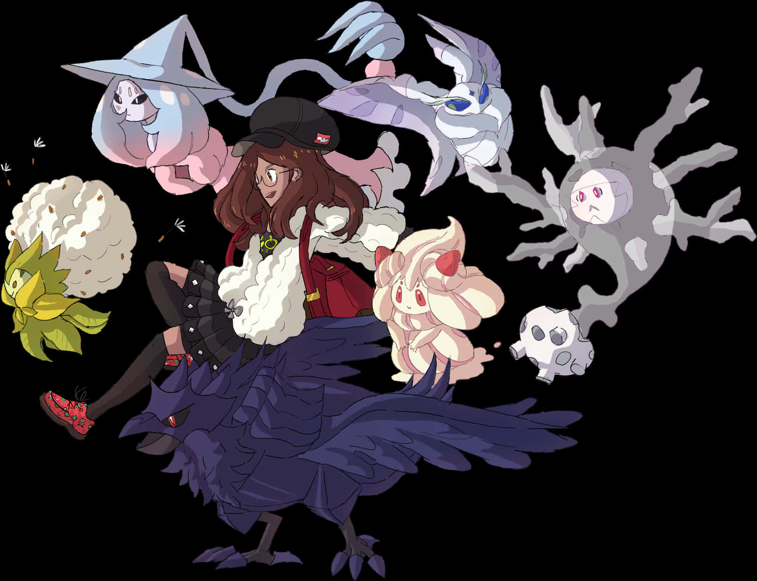 Mystical_ Trainer_and_ Ghost_ Pokemon PNG image