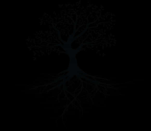 Mystical_ Tree_ Silhouette_ Roots_and_ Branches PNG image