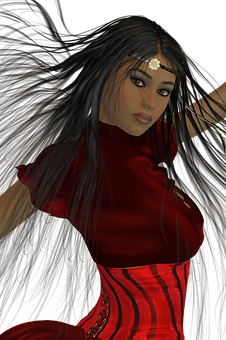 Mystical_ Woman_in_ Red_ Dress PNG image