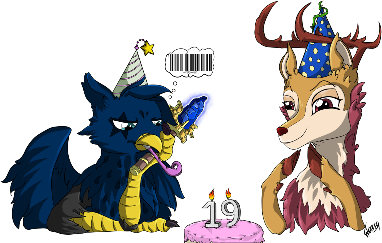 Mythical Creatures Celebrating Birthday PNG image