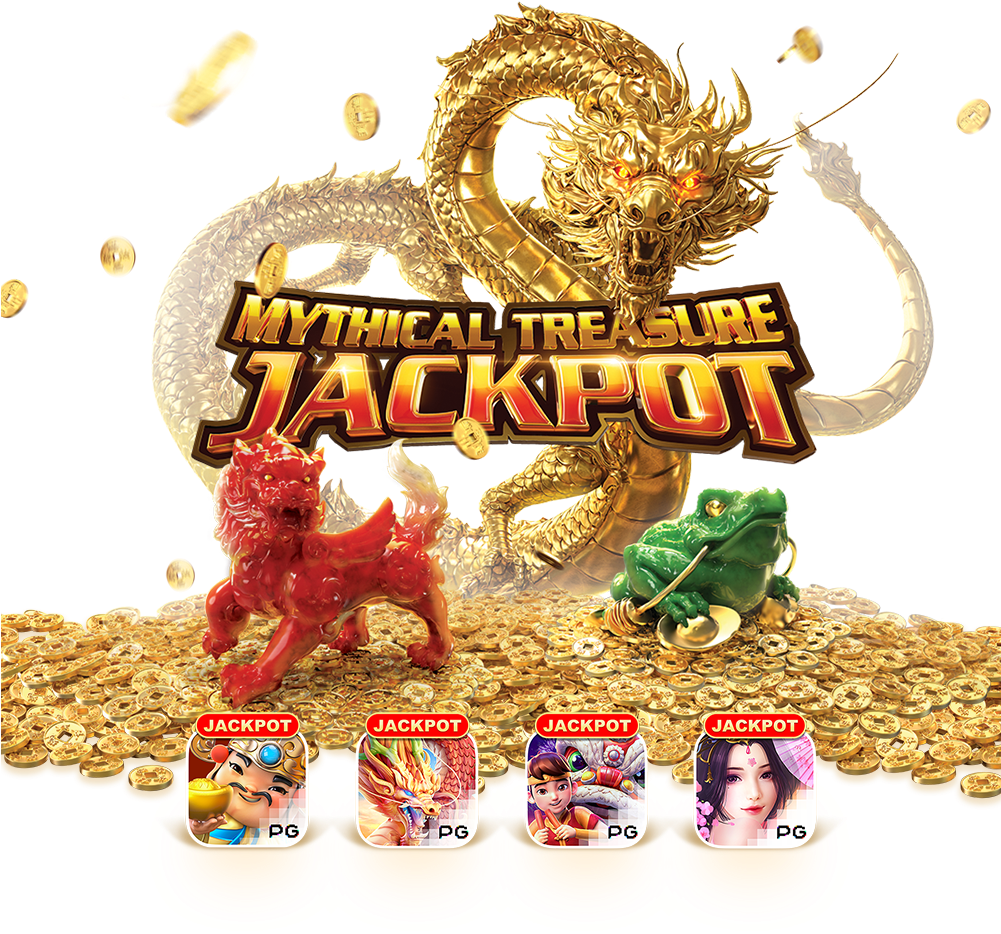 Mythical Treasure Jackpot Golden Dragon PNG image