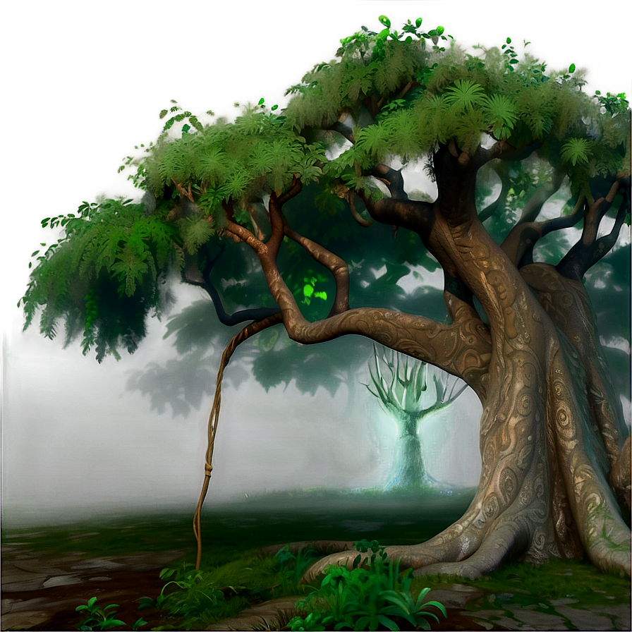 Mythical Tree Of Life In Mist Png Bmp PNG image