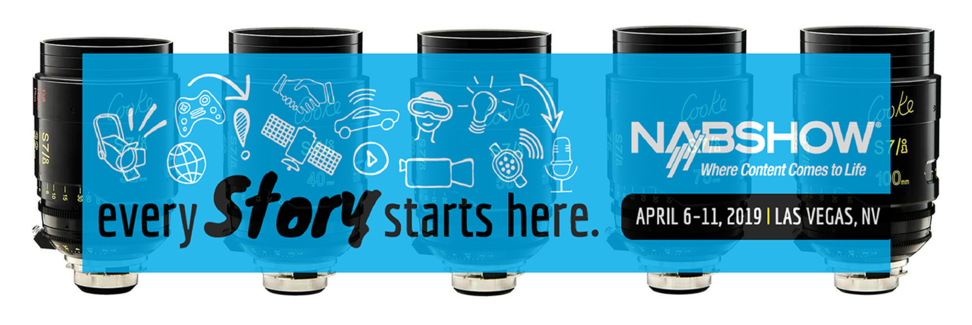 N A B Show Every Story Starts Here Camera Lenses Banner PNG image