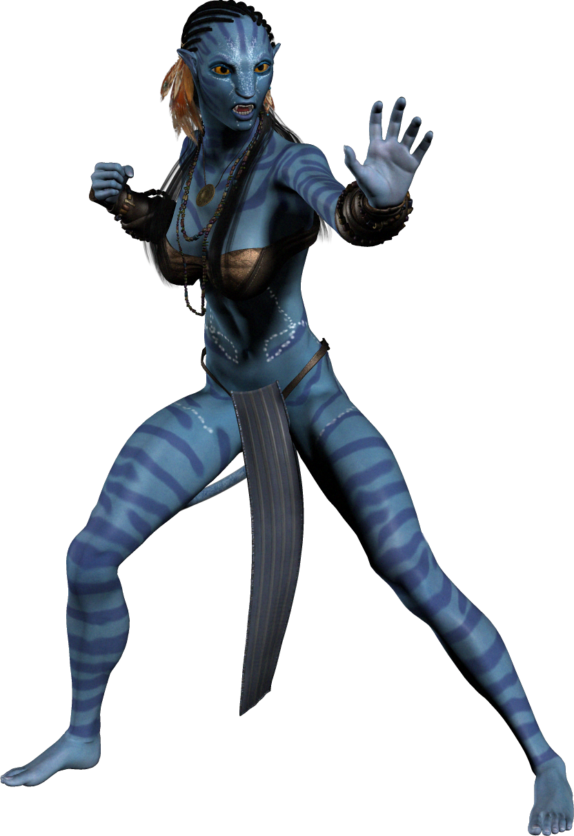 Na'vi_ Female_ Warrior_ Pose_ Avatar PNG image
