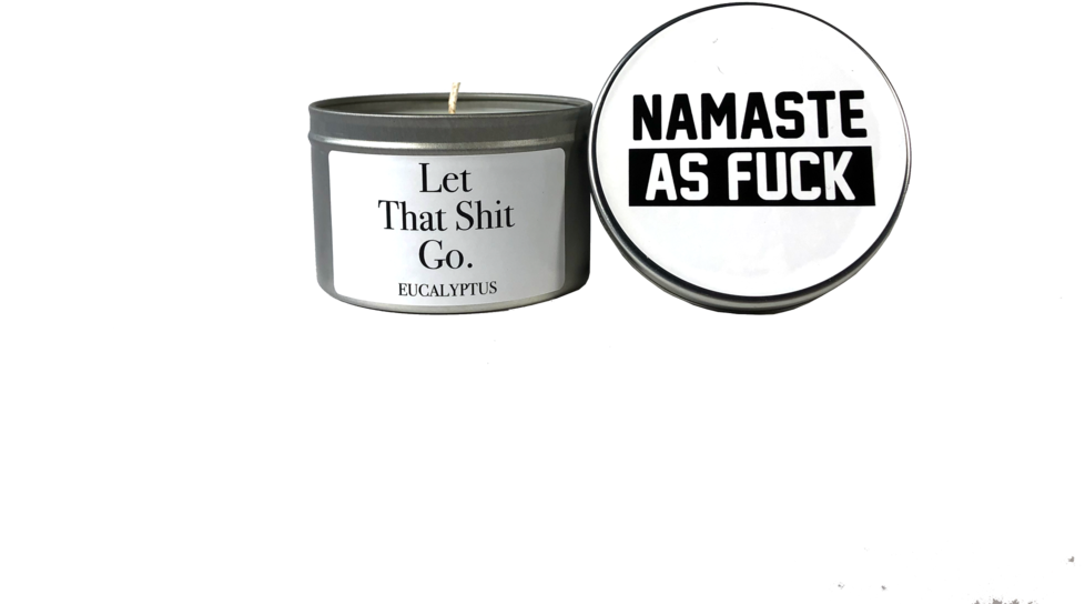 Namaste Themed Candleand Badge PNG image