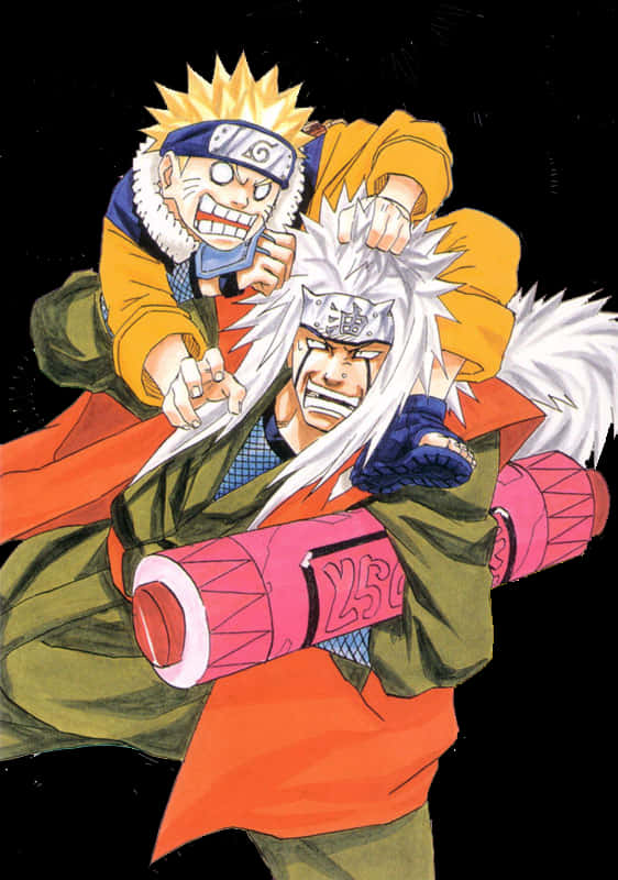 Naruto_and_ Jiraiya_ Anime_ Illustration PNG image