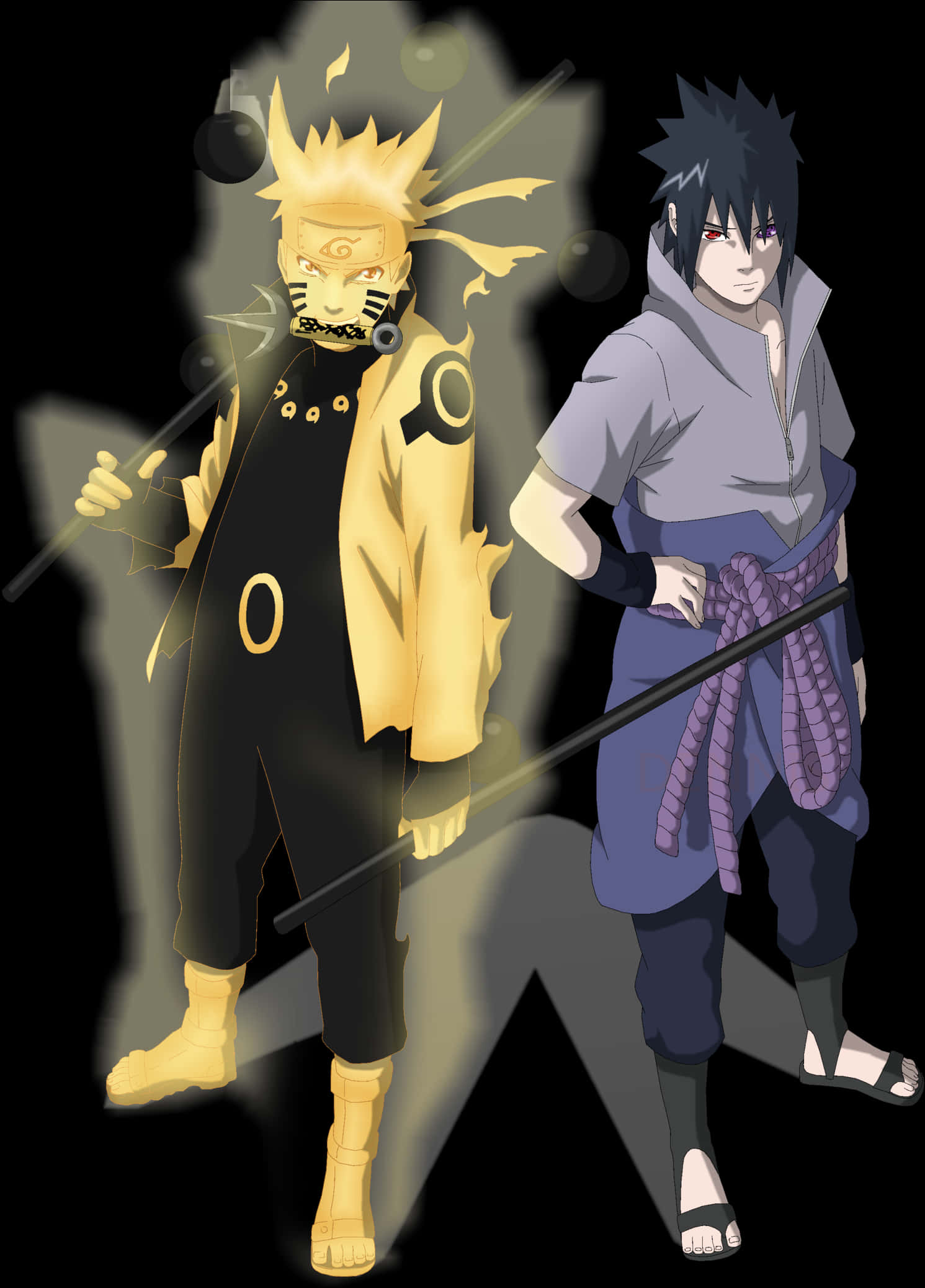 Narutoand Sasuke Anime Illustration PNG image