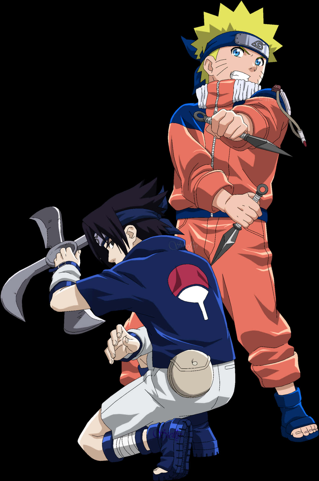 Narutoand Sasuke Readyfor Battle PNG image