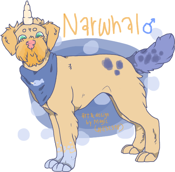 Narwhal Inspired Dog Creature Art PNG image