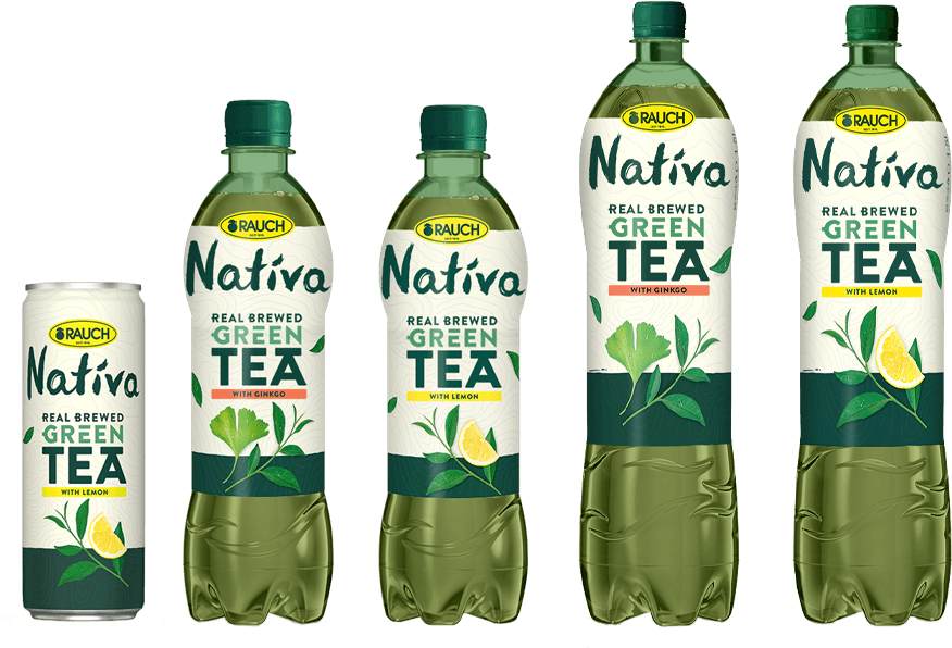 Nativa Green Tea Bottlesand Can PNG image