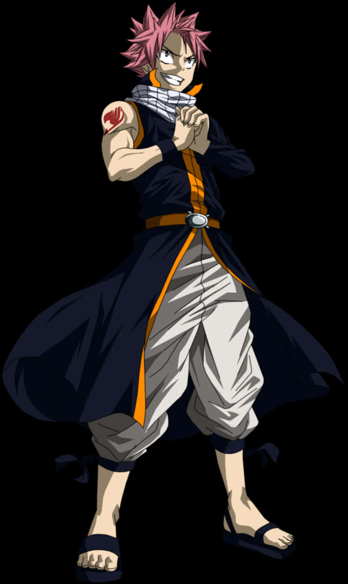 Natsu Dragneel Fairy Tail Stance PNG image