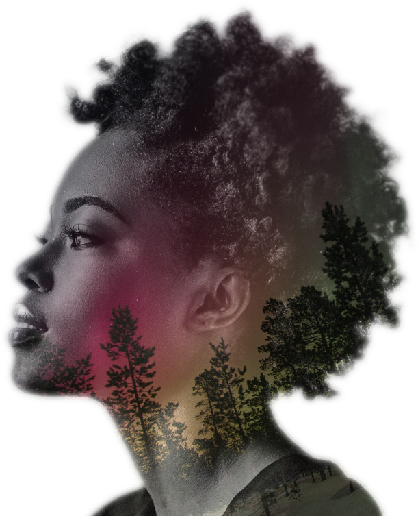 Nature Inspired Hairstyle Profile PNG image