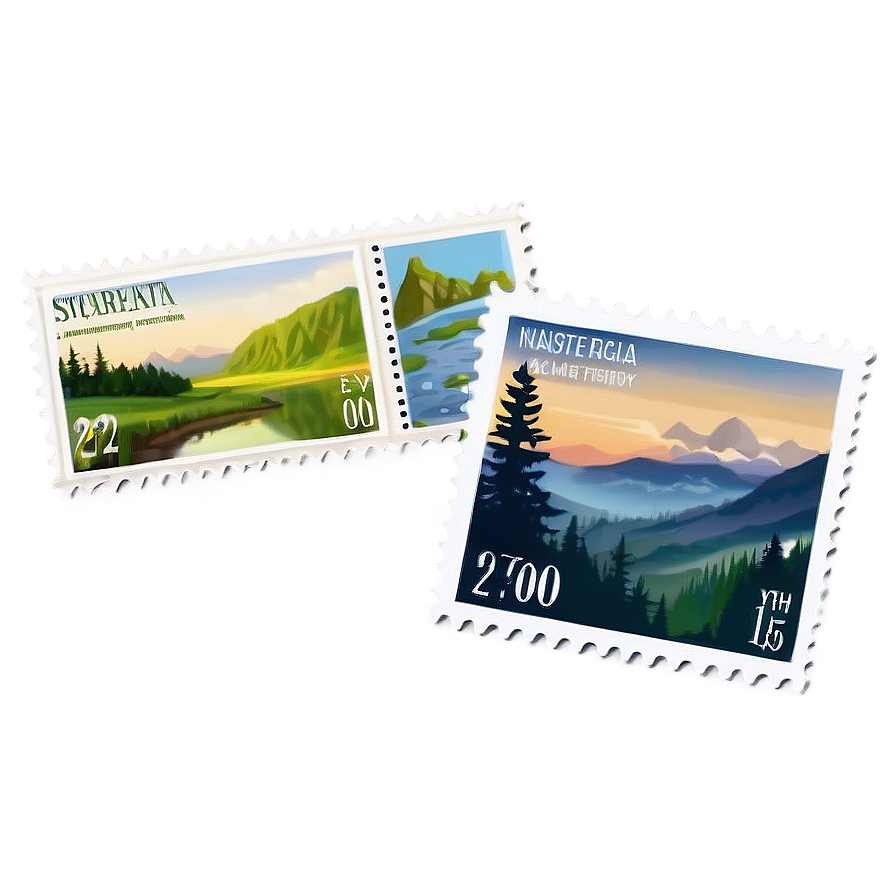 Nature Scenery Postage Stamp Png 69 PNG image