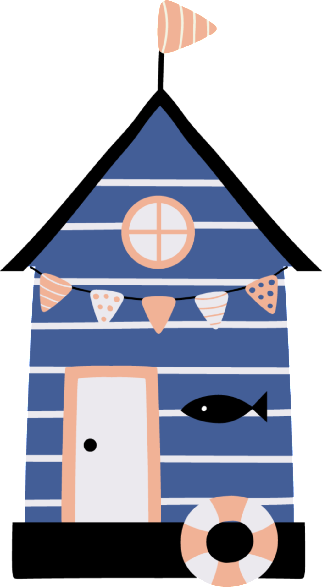 Nautical Theme Beach House Vector PNG image