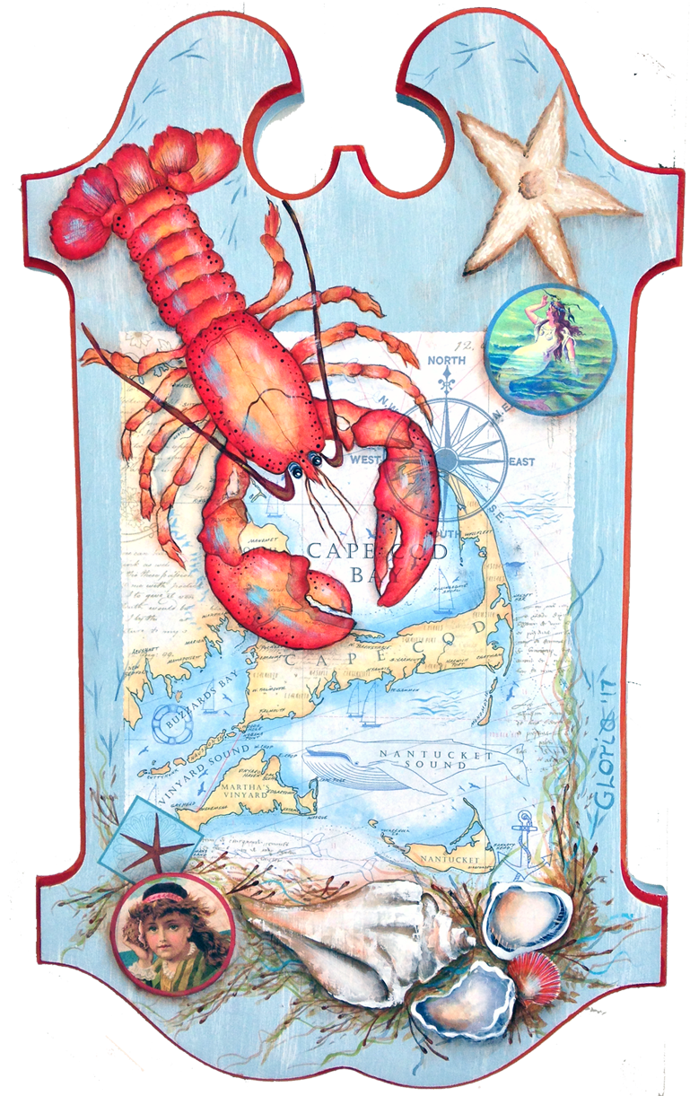 Nautical Themed Lobster Signboard PNG image