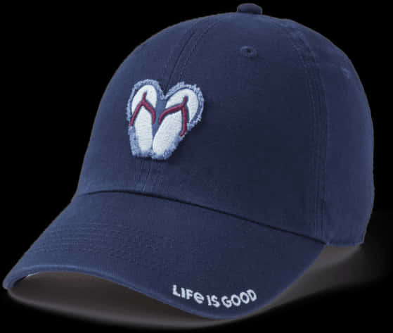 Navy Blue Cap Flip Flop Embroidery PNG image