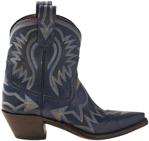 Navy Blue Embroidered Cowboy Boot.png PNG image