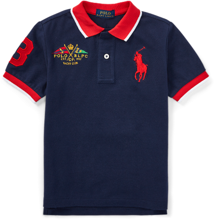 Navy Red Polo Shirt Yacht Club Design PNG image