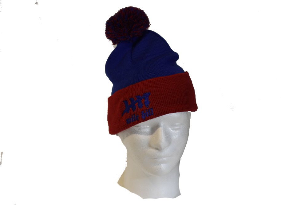 Navy Red Pom Pom Beanie Mannequin PNG image