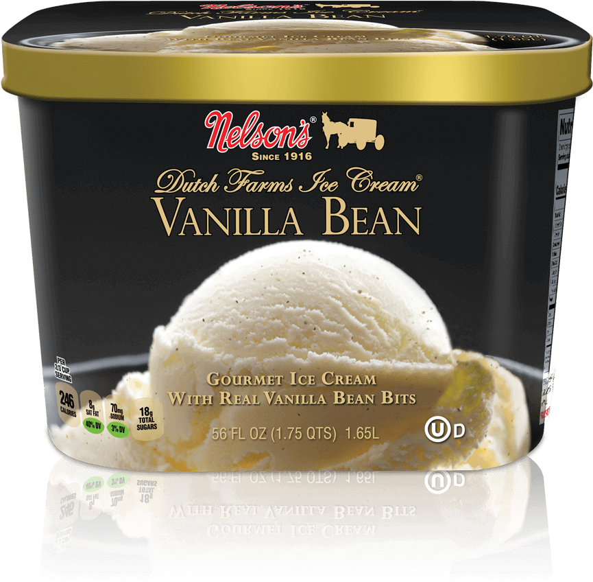 Nelsons Vanilla Bean Ice Cream Container PNG image