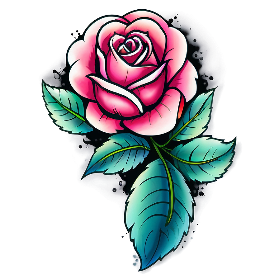 Neo Traditional Rose Tattoo Sketch Png 05252024 PNG image