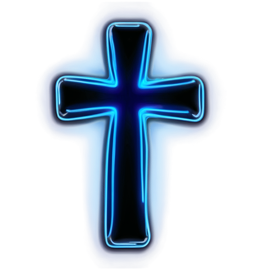 Neon Blue Cross Art Png 06292024 PNG image