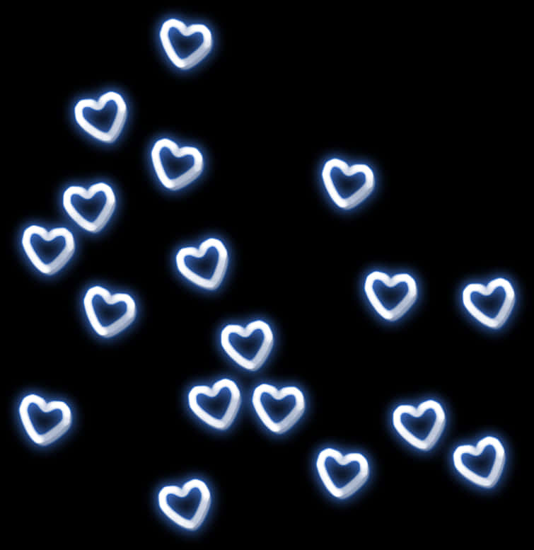Neon Blue Heartson Black Background PNG image
