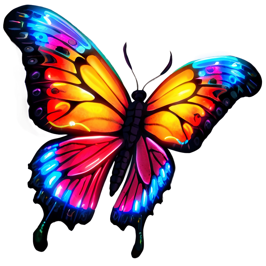 Neon Butterflies Png 05232024 PNG image