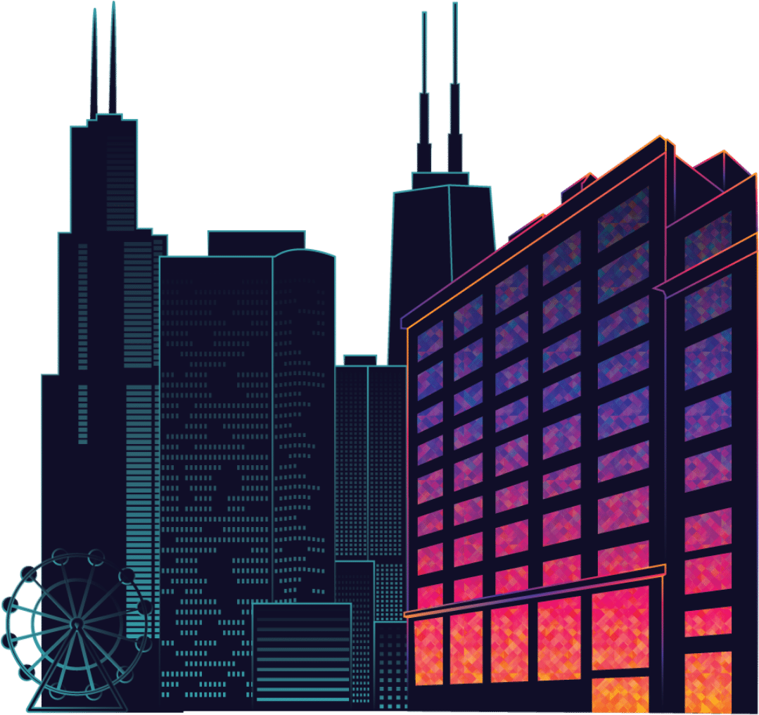 Neon Cityscape Illustration PNG image