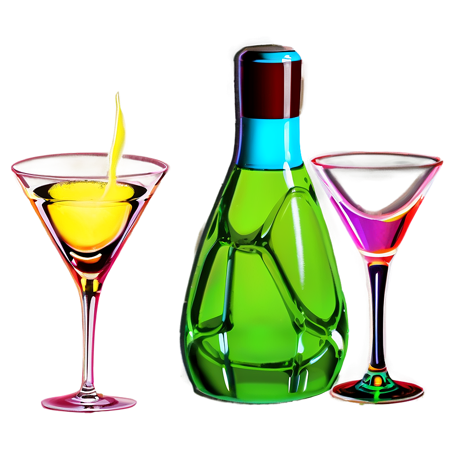 Neon Cocktail Glass Png Beq PNG image