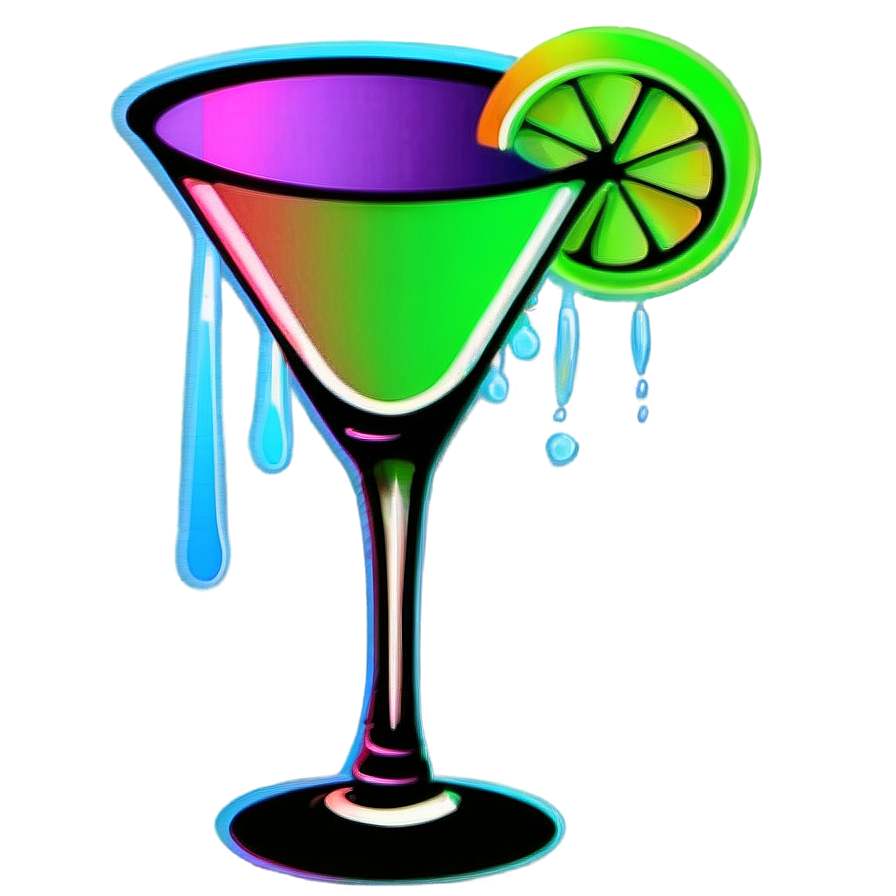 Neon Cocktail Glass Png Chb PNG image