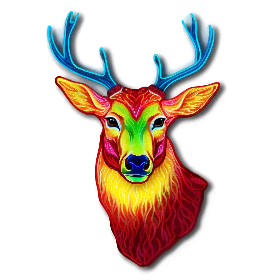 Neon Deer Head Sign Png 06212024 PNG image