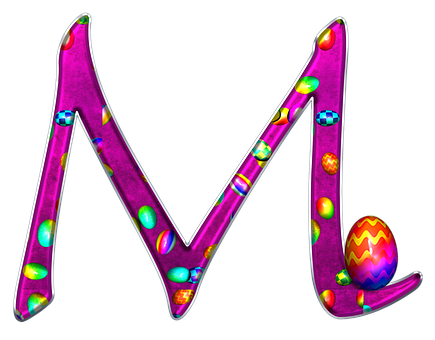 Neon Easter Egg Alphabet M N PNG image