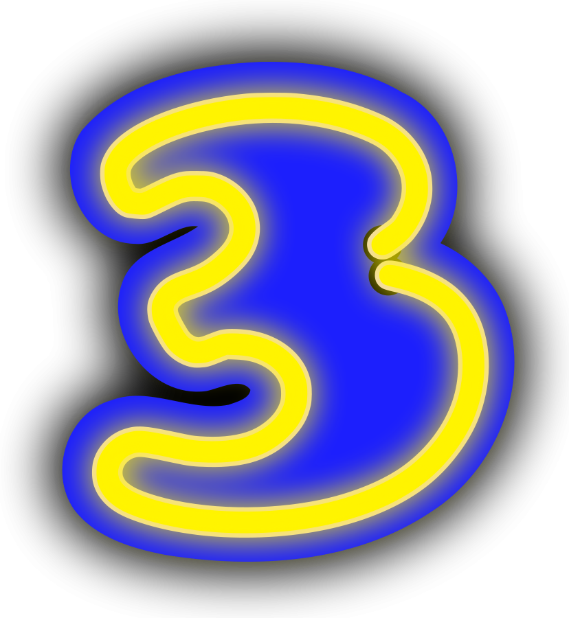 Neon Glow Number Three PNG image