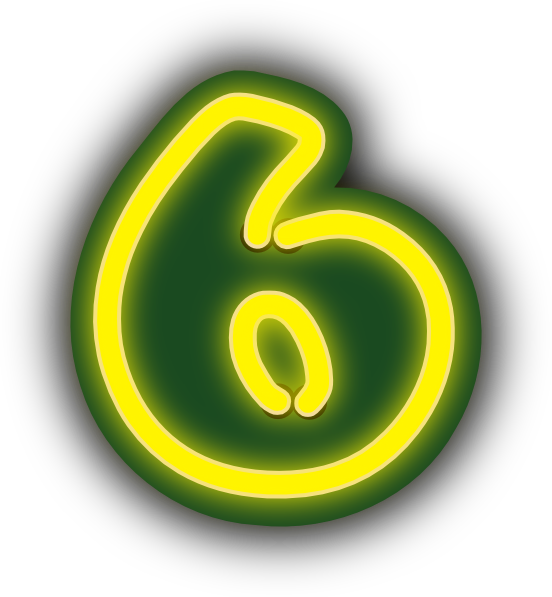Neon Glow Number6 PNG image