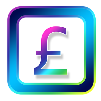 Neon Glow Pound Symbol Icon PNG image