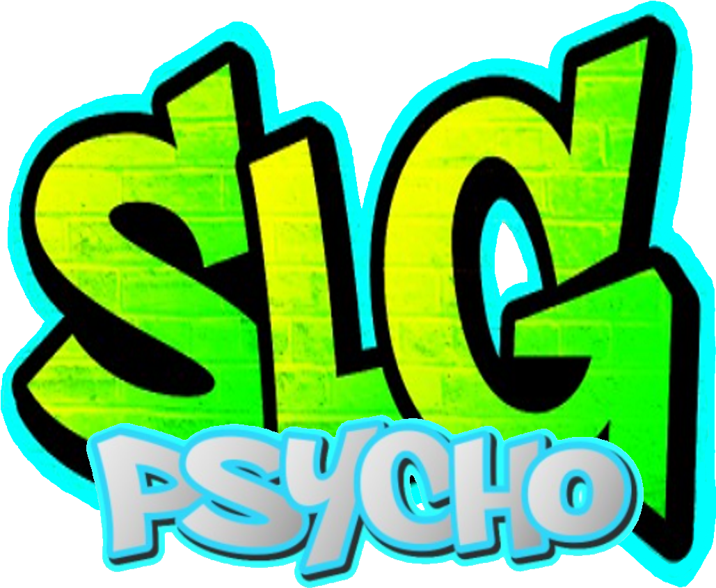 Neon Graffiti Psycho Text PNG image