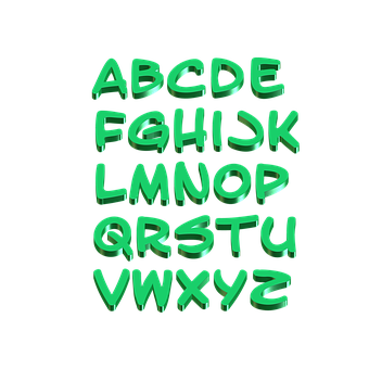 Neon Green Alphabet Letters PNG image