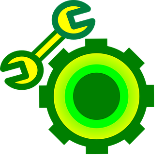 Neon Green Gearand Wrench Icon PNG image