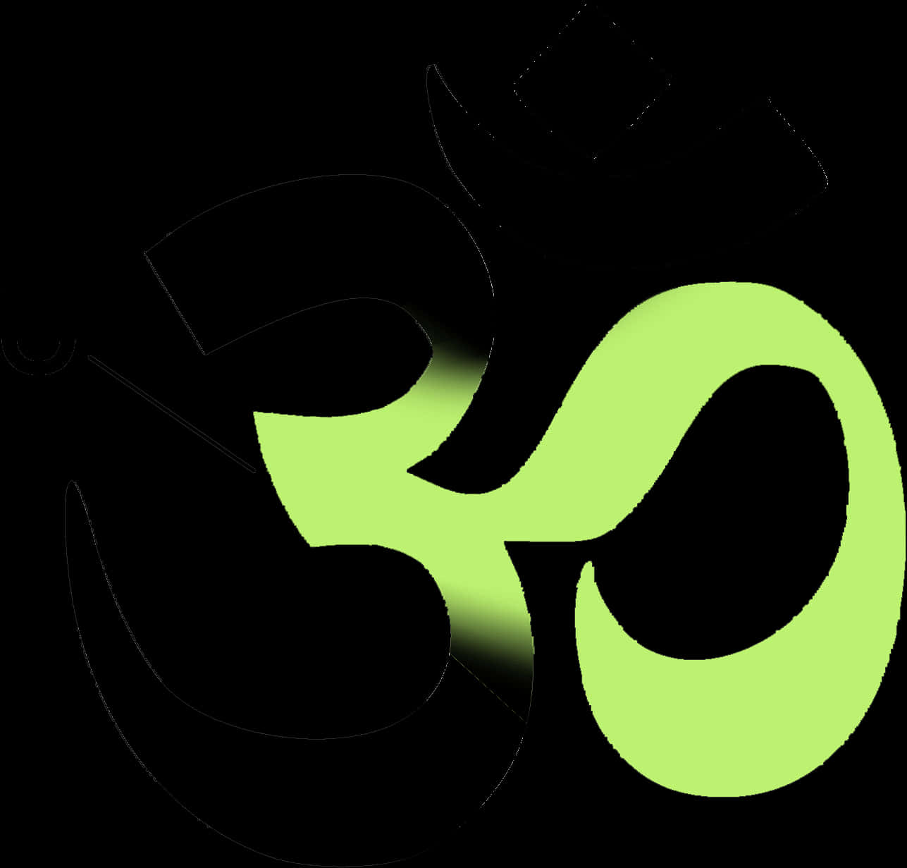 Neon Green Om Symbolon Black Background PNG image