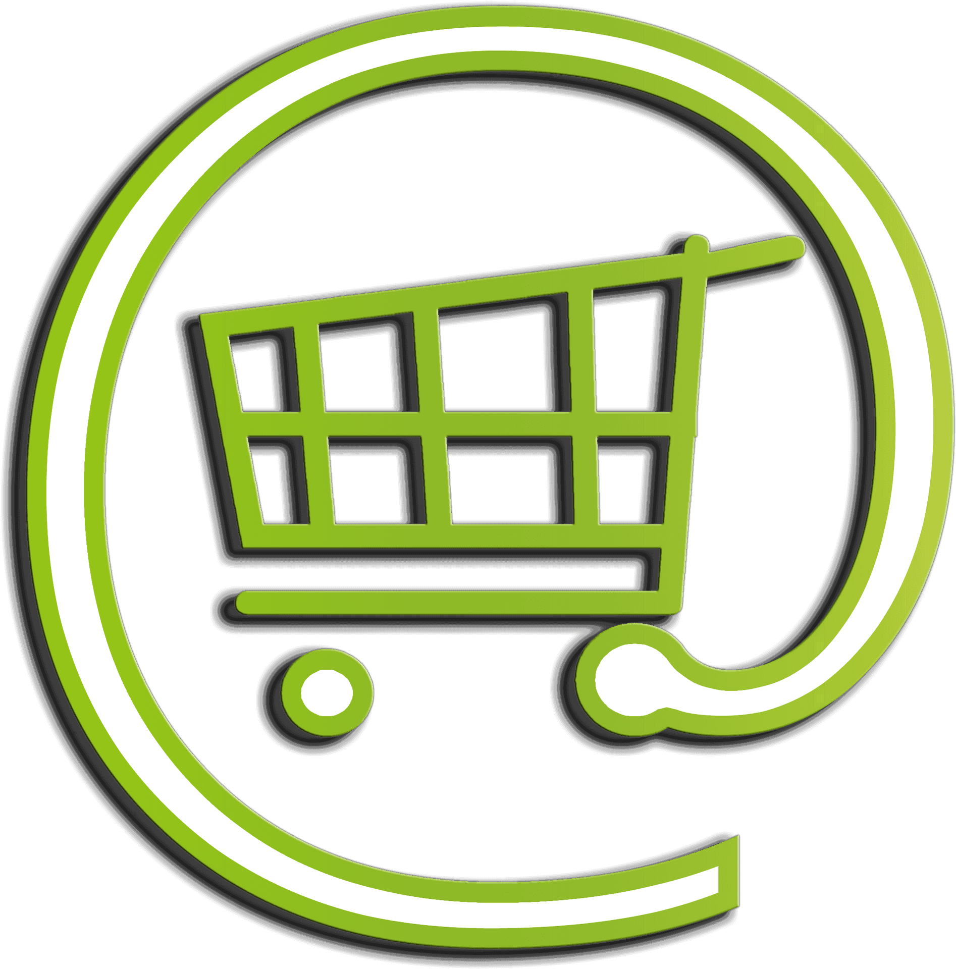 Neon Green Shopping Cart Icon PNG image