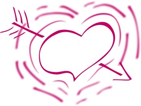 Neon Heart Arrow Illustration PNG image