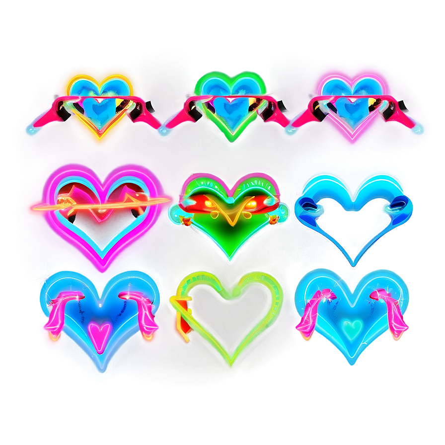 Neon Hearts Png 05032024 PNG image