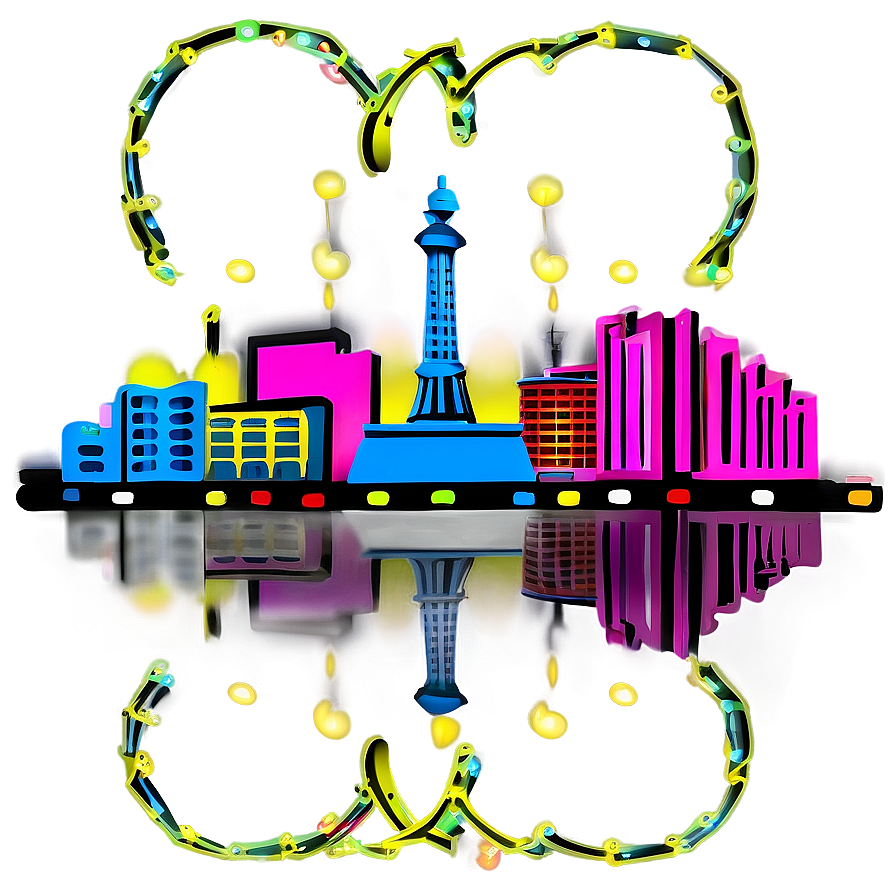 Neon Las Vegas Skyline Png Qft2 PNG image