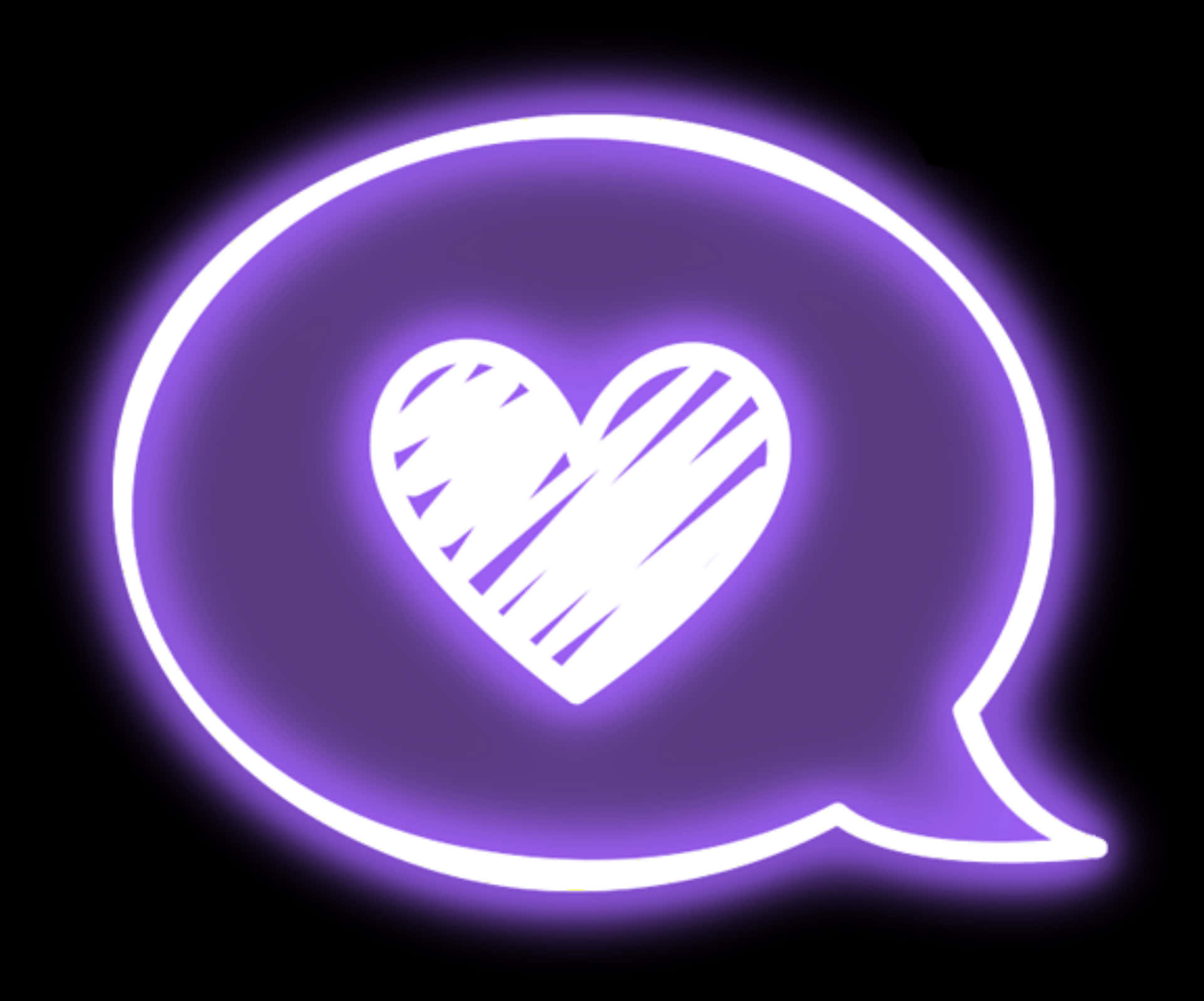 Neon Love Heart Speech Bubble PNG image