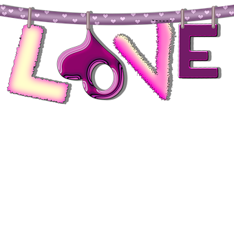 Neon Love Sign Hangingon String PNG image