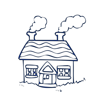 Neon Outline Cottage Illustration PNG image