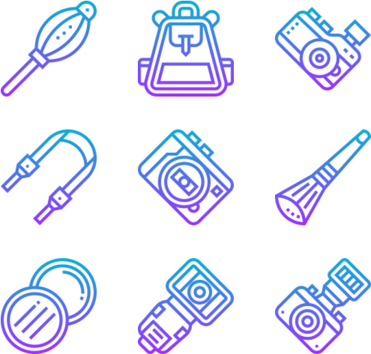 Neon Outline Photography Icons PNG image