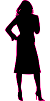 Neon Outline Woman Pose PNG image