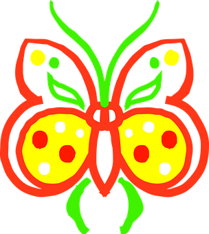 Neon Outlined Butterfly Art PNG image